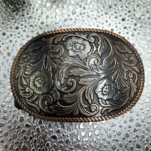 Floral Engraved Brown Belt Buckle